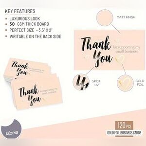 Thank You Cards with Gold Foil - 50 pieces
